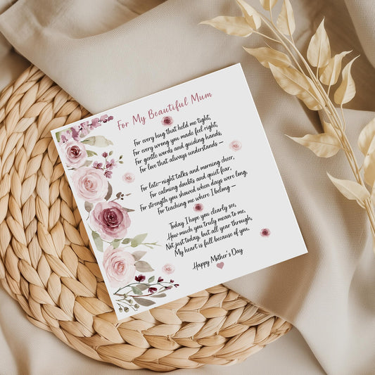 Mother’s Day Poem Card for Mum