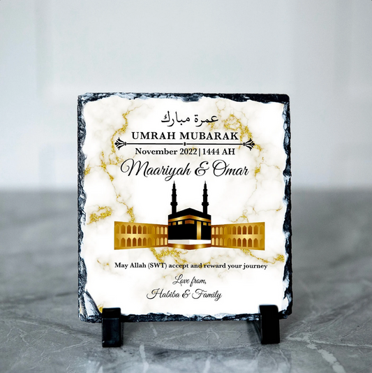 Personalised Islamic Kaabah Umrah Mubarak Slate | Hajj or Umrah Gift