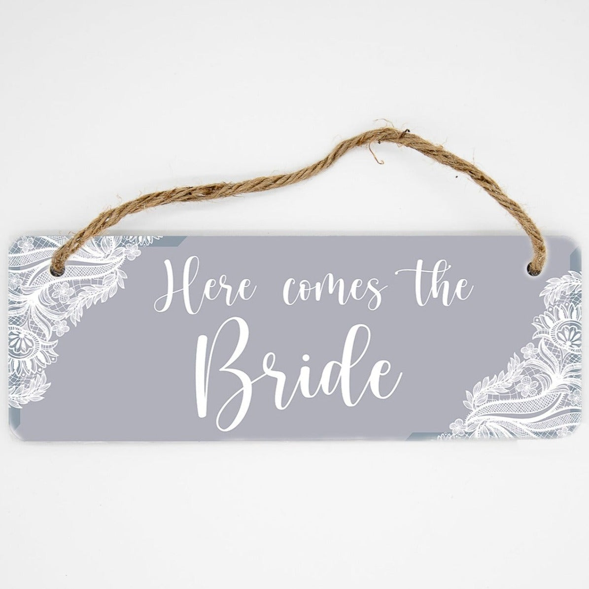 Personalised Here comes the Bride Sign on MDF