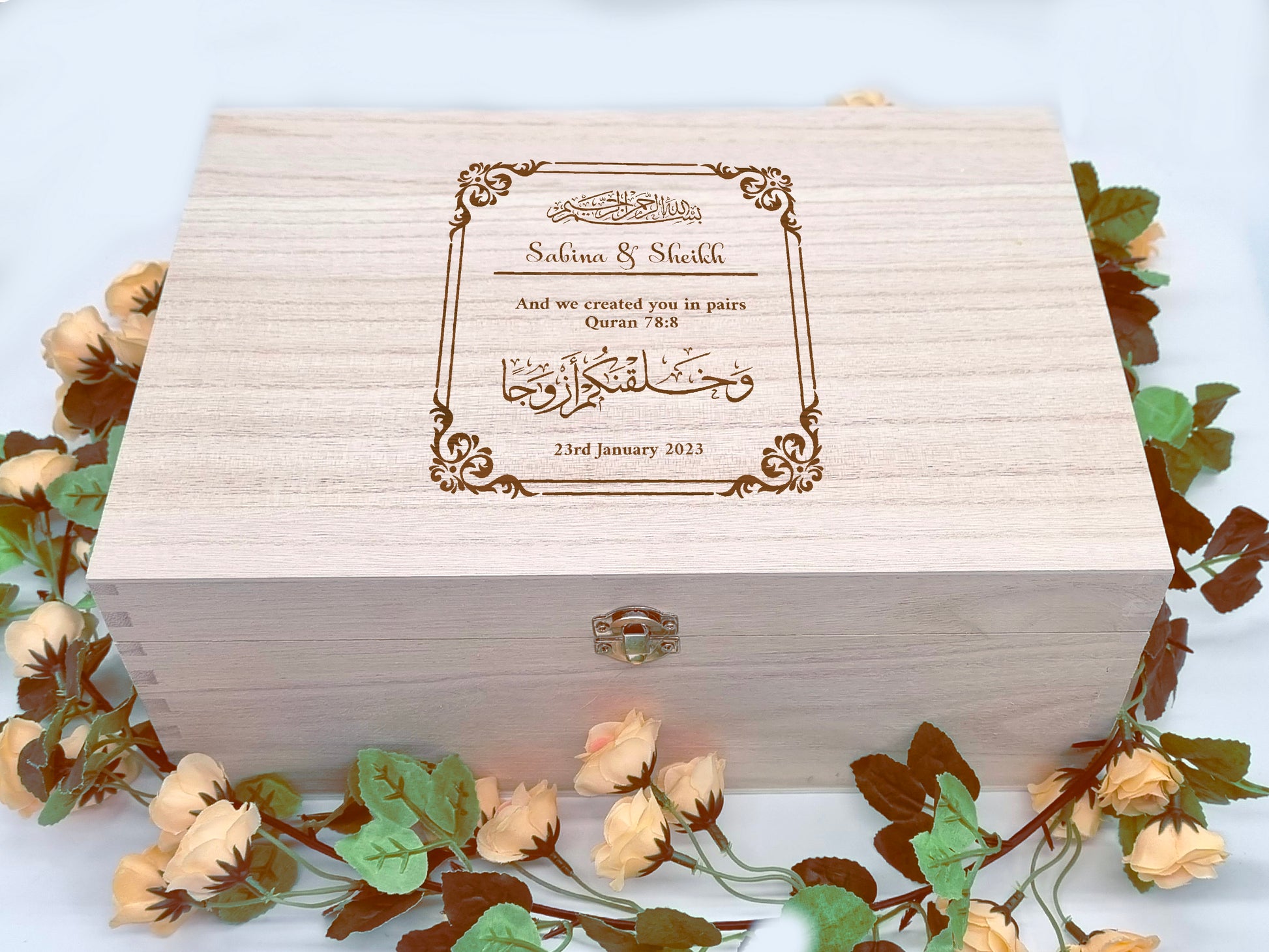 Personalised We Created you in Pairs Wooden Box