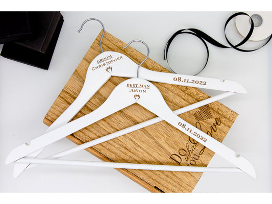 Personalised white hanger for Groom | Groomsmen | Best Man Gift Ideas