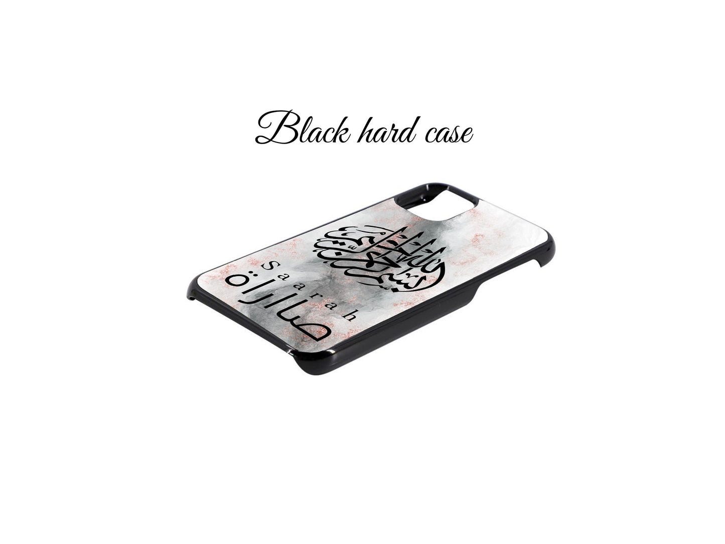 Personalised Marble Effect Phone case | Hard Plastic Black Back Case | Apple Iphone
