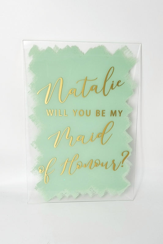 Personalised Painted Clear Acrylic Memorable Proposal Sign