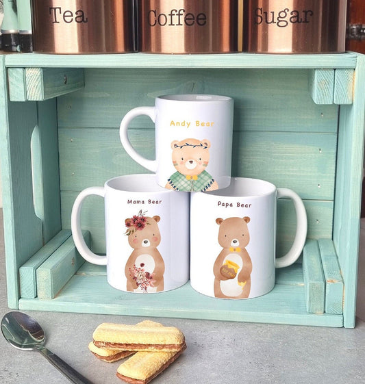 Personalised Family Bear set | 7oz Mini Mug | Papa Bear | Mama bear | Christmas Gift | Personalised message| Grandparents | Birthday gift|