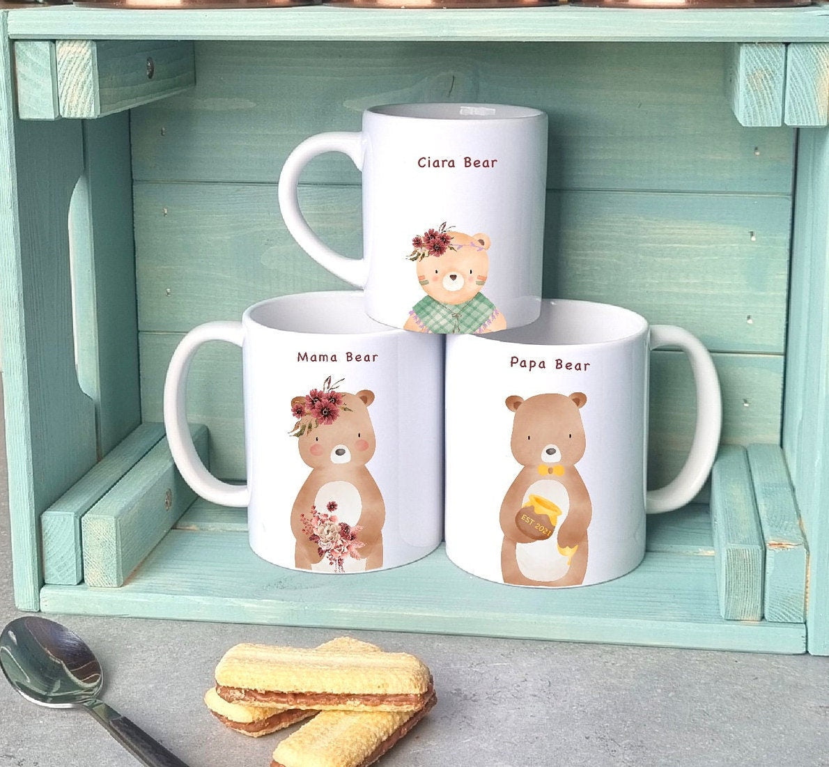 Personalised Family Bear set | 7oz Mini Mug | Papa Bear | Mama bear | Christmas Gift | Personalised message| Grandparents | Birthday gift|
