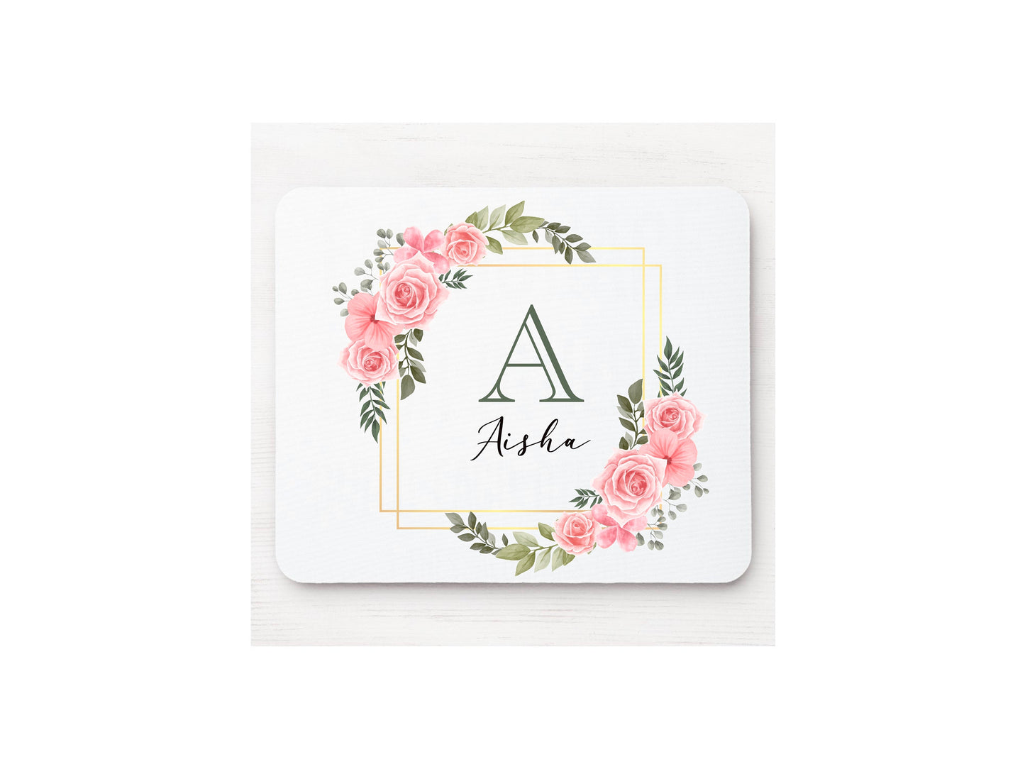 Personalised Initial Name Floral Mouse Mat Rectangle | Mousepad