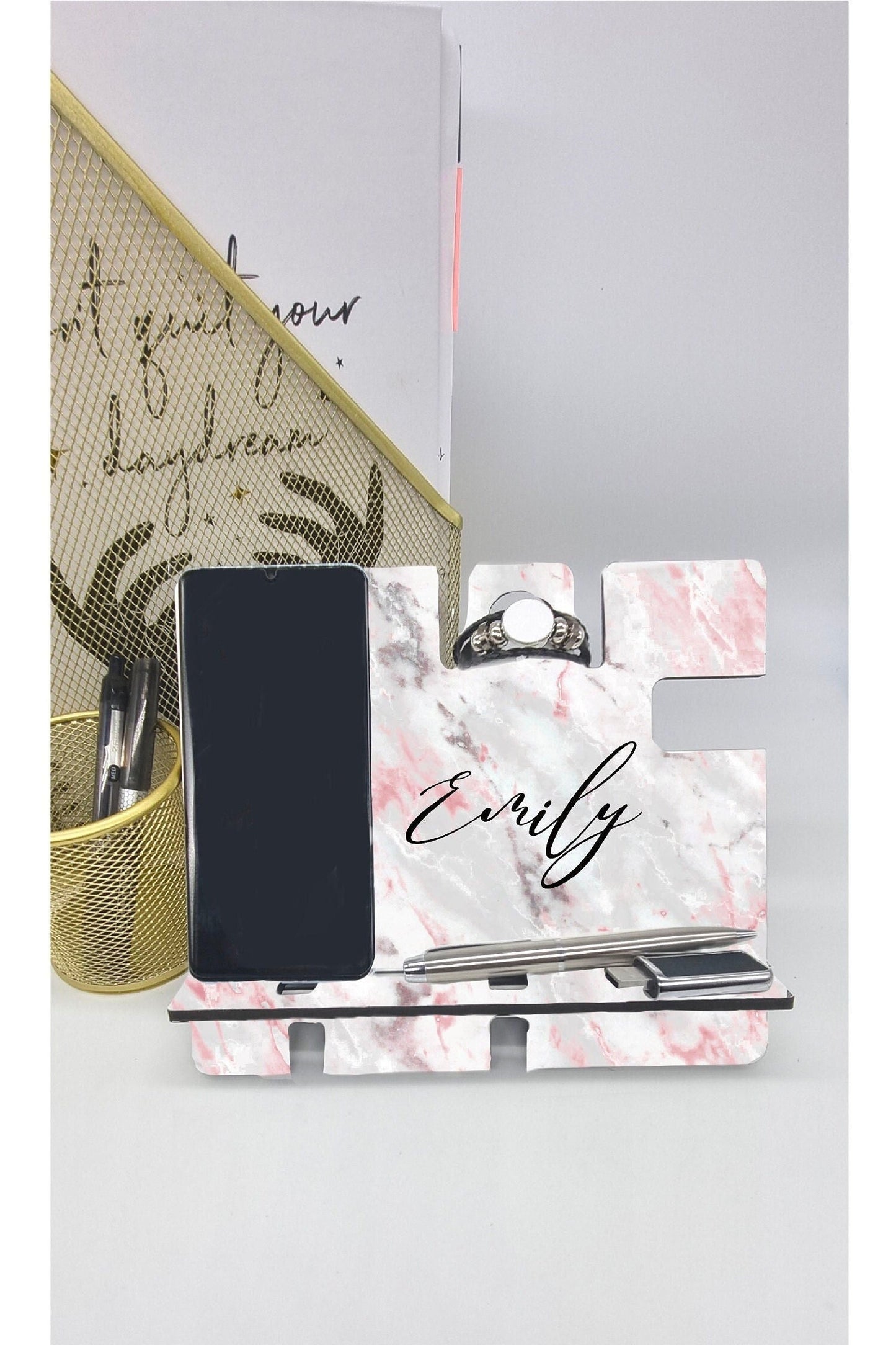 Personalised phone and watch stand for her | For office or Home