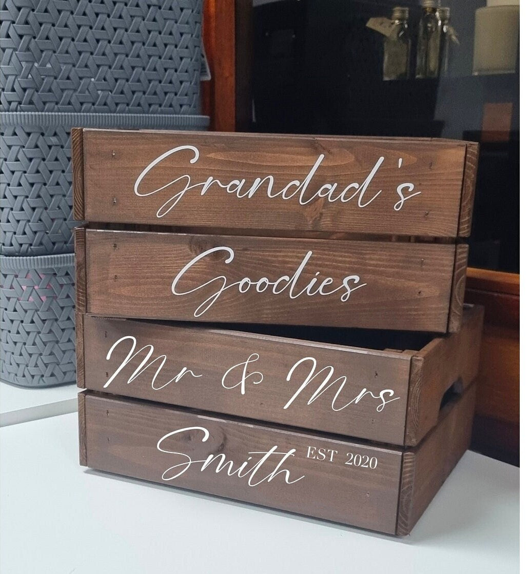 Personalised Wooden Crate | Vintage Brown | Storage Box