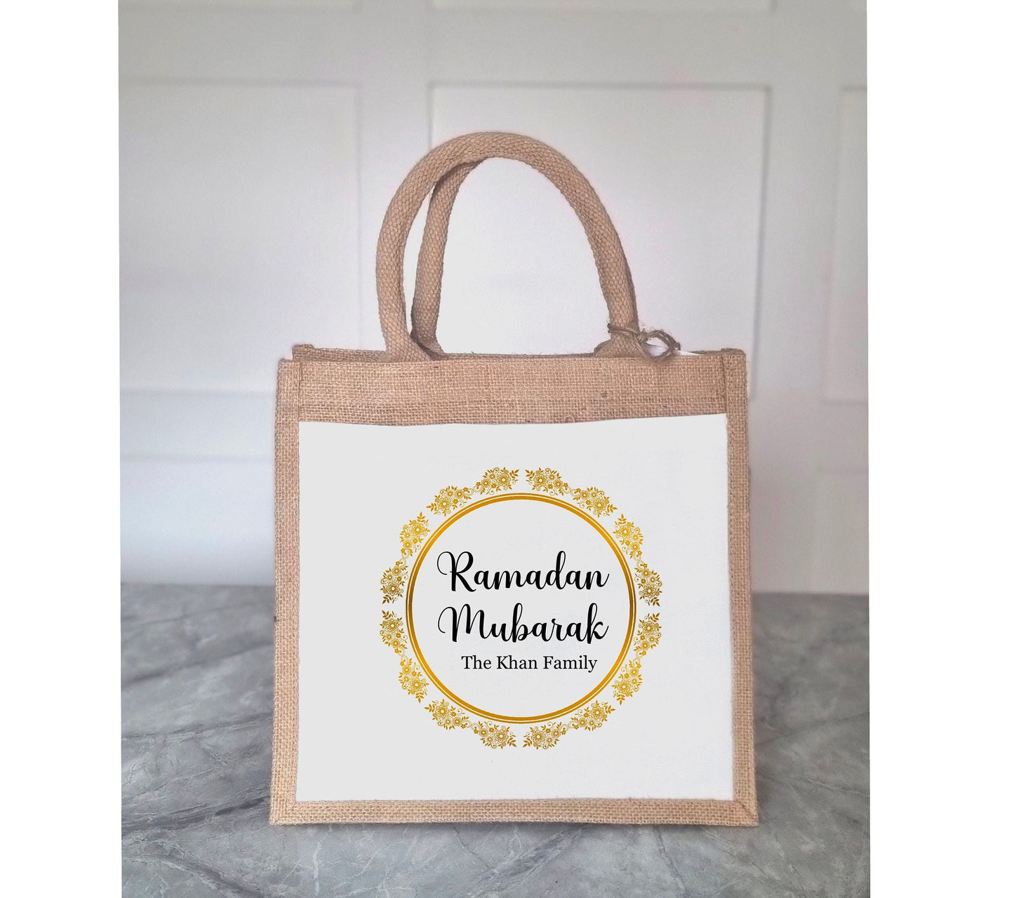Personalised Ramadan Mubarak Jute Tote Bag
